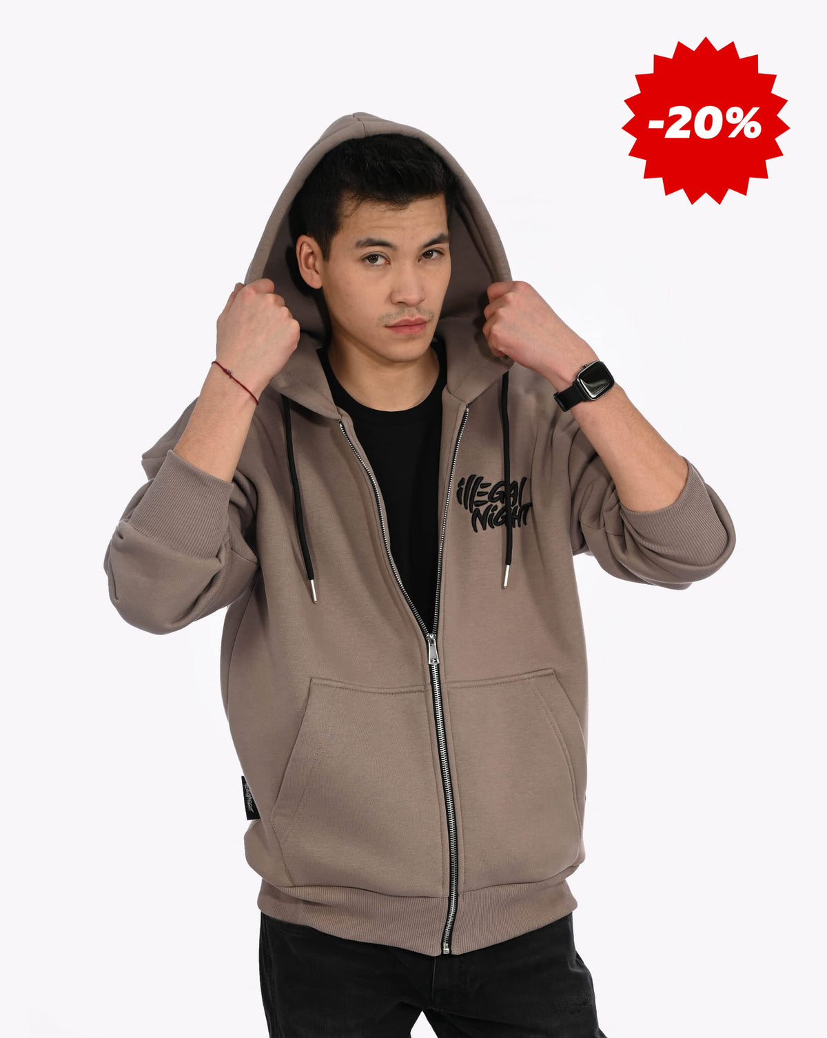 Bluza Zip Premium Haft 3D Beige