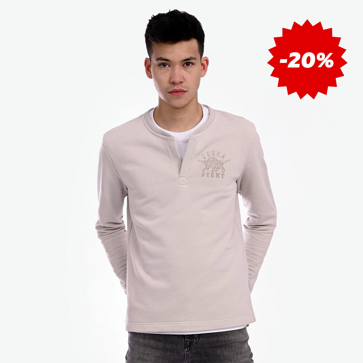 Illegal Night Longsleeve Beżowy "Bull"