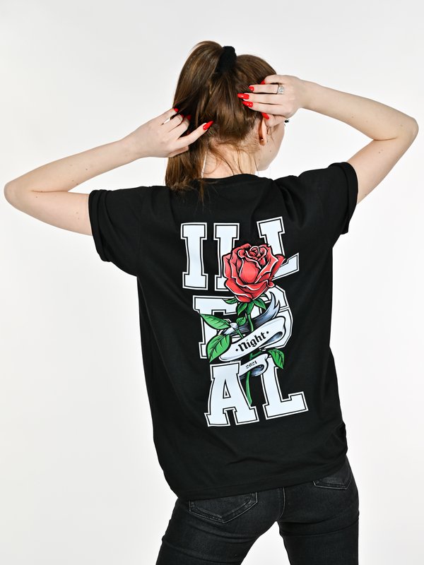 T-SHIRT ROSE CZARNY
