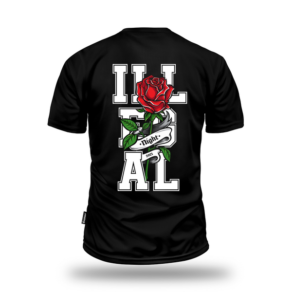 T-SHIRT ROSE CZARNY