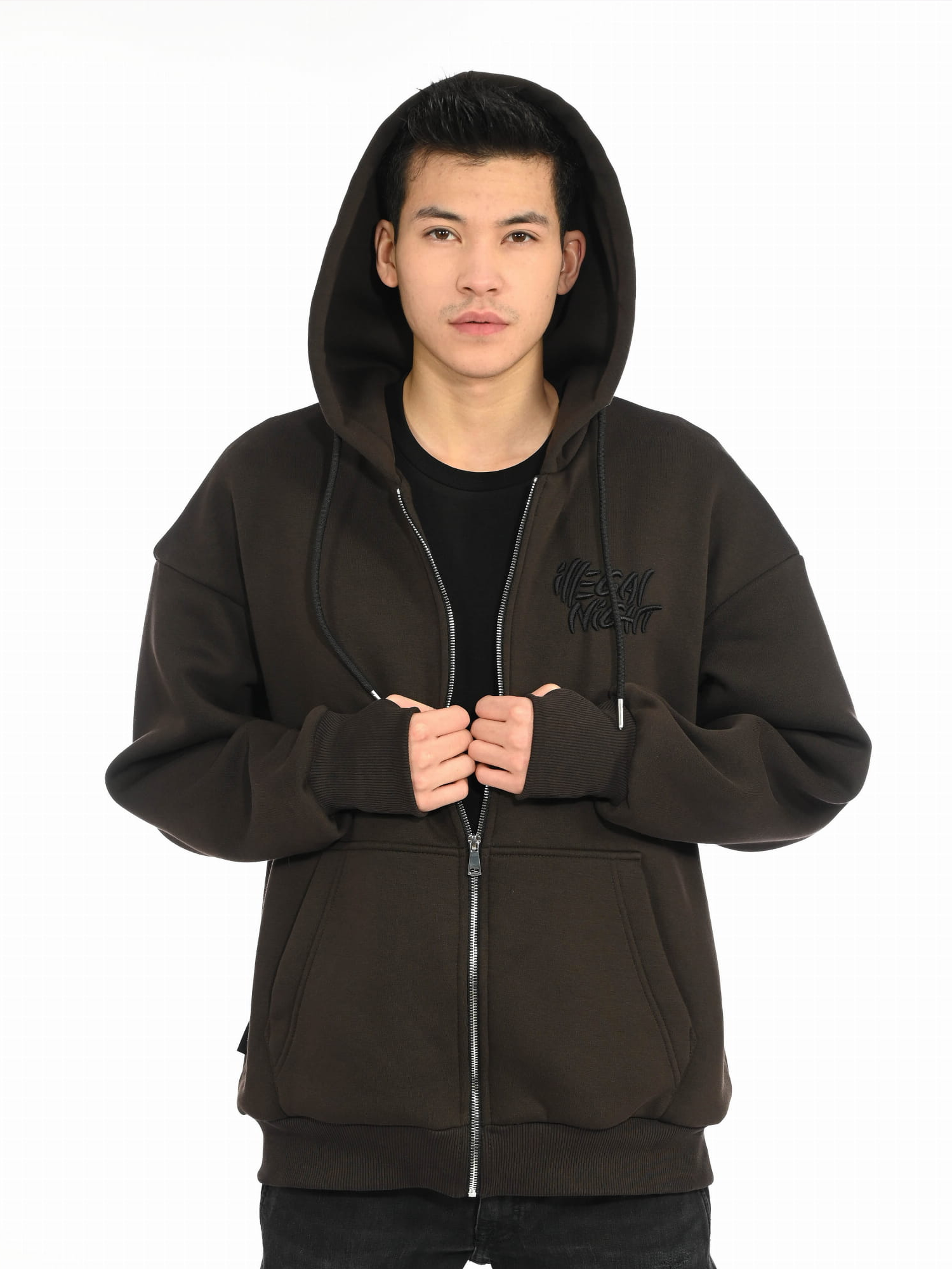 Bluza Zip Premium Haft 3D Brown