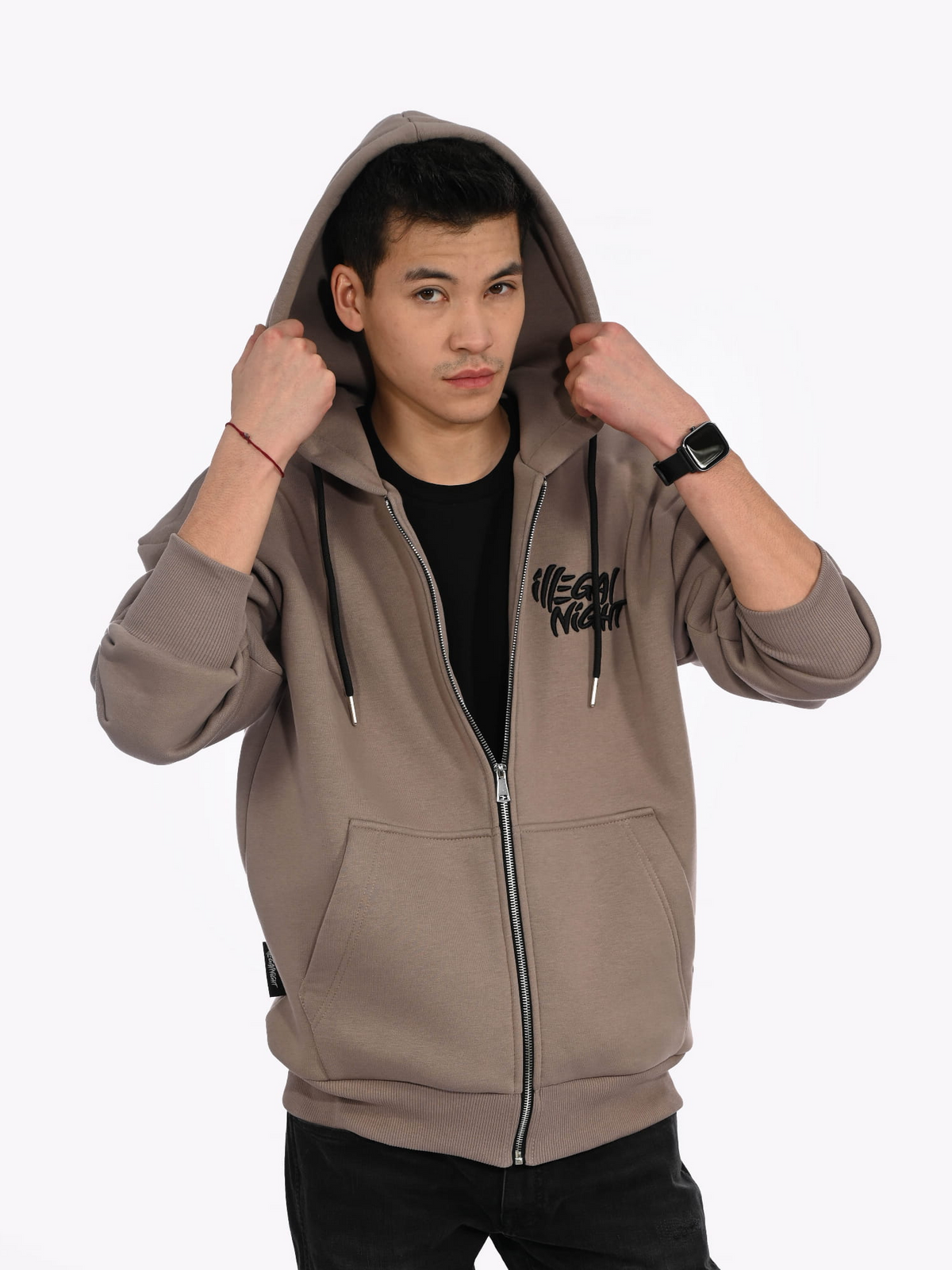Bluza Zip Premium Haft 3D Beige
