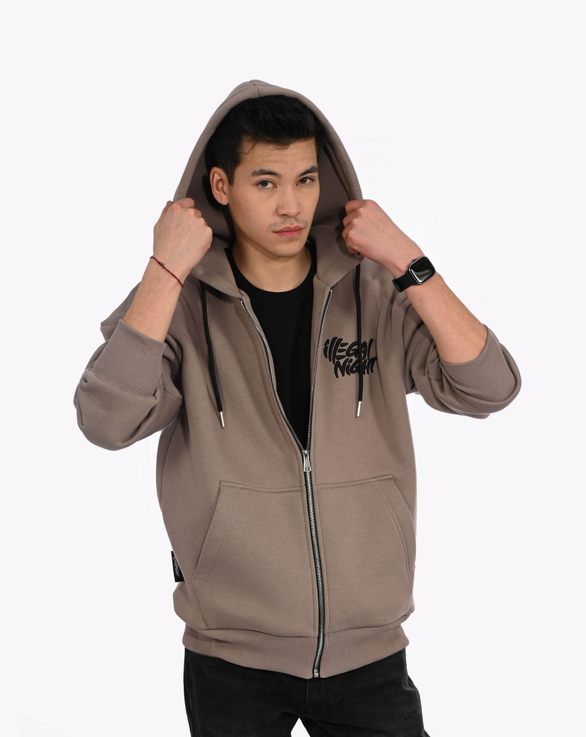 Bluza Zip Premium Haft 3D Beige